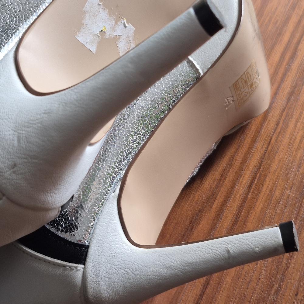 Super DISCO  Silver White Ankle Boots Heel 41 - Picture 10 of 10